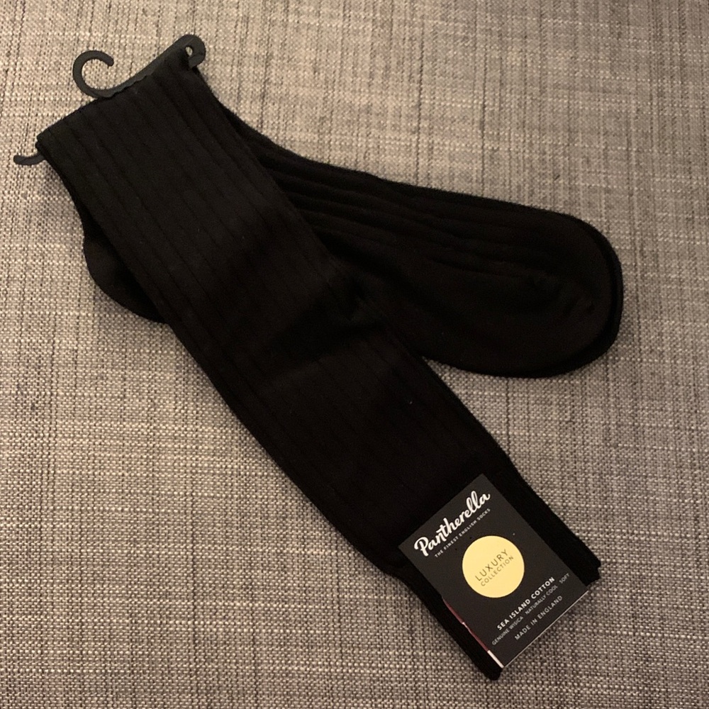 Pantherella Men’s NWT Black Ribbed Dress Socks